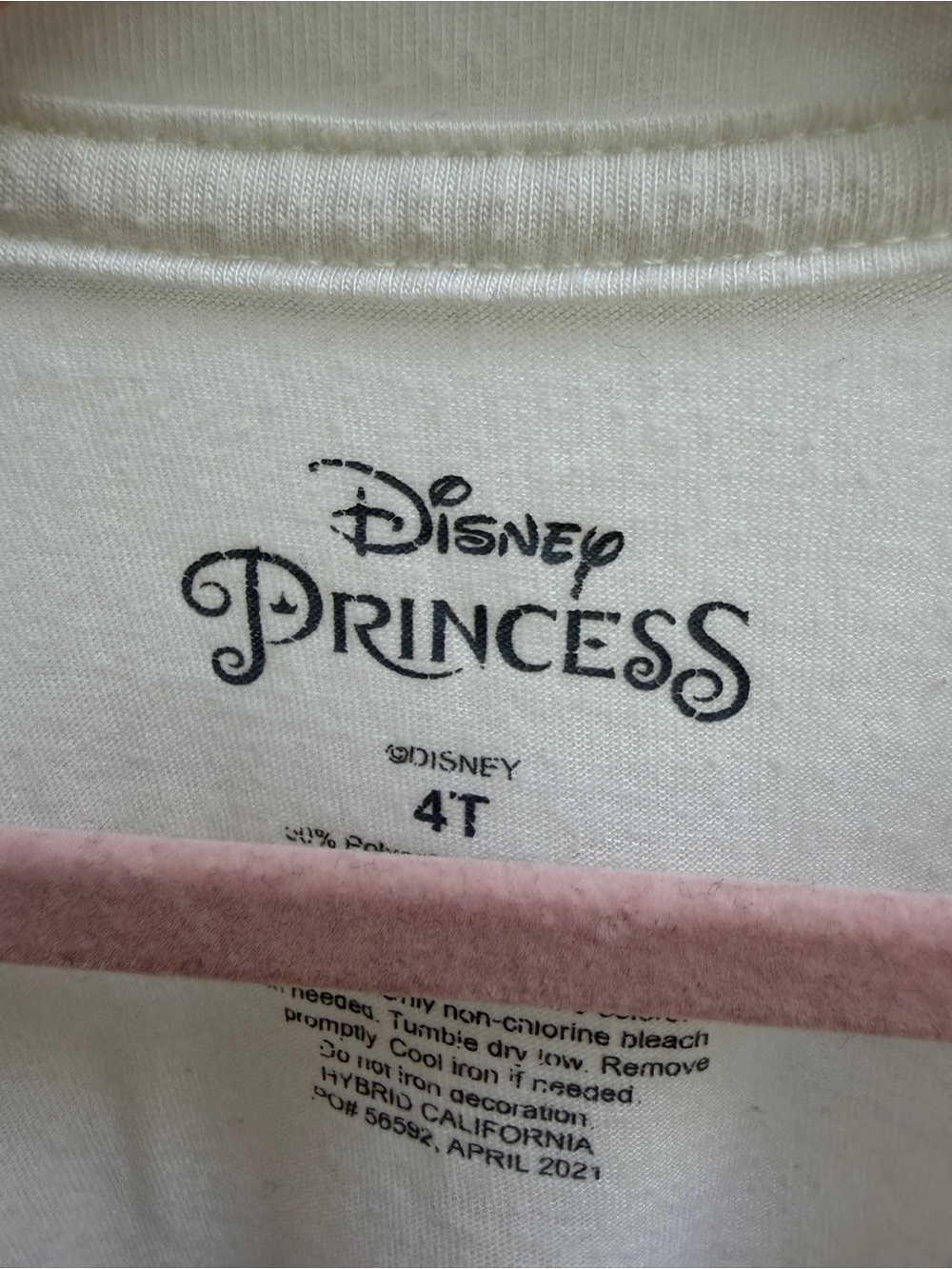 Disney 4T Girls Off White Princess Belle Short Sleeve Tee Shirt Top Blouse - Picture 4 of 5
